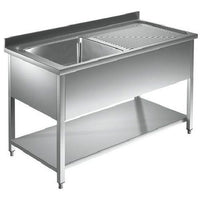 Lavello 110x60x85 acciaio inox 430 su gambe ripiano cucina ristorante RS4683