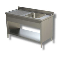 Lavello 120x60x85 acciaio inox 304 su fianchi ripiano cucina ristorante RS8285