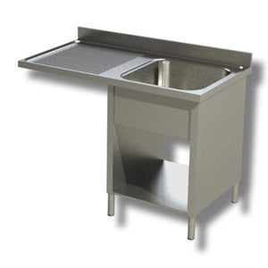 Lavello 120x60x85 acciaio inox 430 su fianchi ripiano vano lavastoviglie RS4995