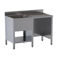 Lavello 120x60x85 acciaio inox 430 su fianchi ripiano vano pattumiera RS5051