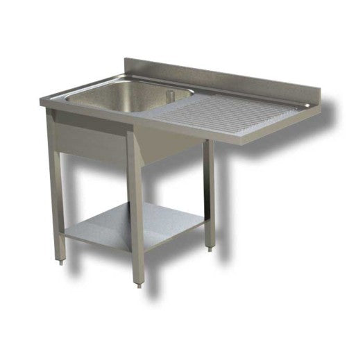 Lavello 120x60x85 acciaio inox 430 su gambe ripiano vano lavastoviglie RS4971