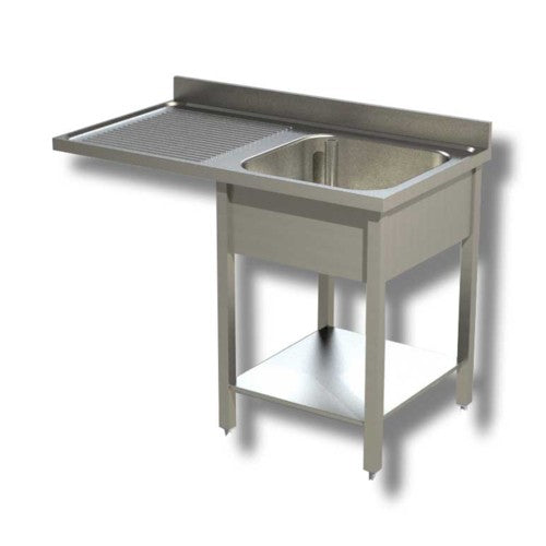 Lavello 120x60x85 acciaio inox 430 su gambe ripiano vano lavastoviglie RS4975