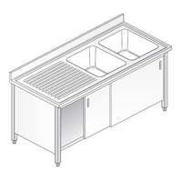 Lavello 140x60x85 acciaio inox 304 armadiato cucina ristorante pizzeria RS5468