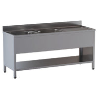 Lavello 140x60x85 acciaio inox 304 su fianchi ripiano cucina ristorante RS8309