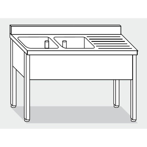 Lavello 140x60x85 acciaio inox 304 su gambe cucina ristorante RS5565