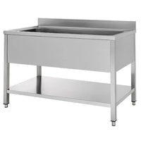 Lavello 140x60x85 acciaio inox 430 su gambe ripiano cucina ristorante RS4714