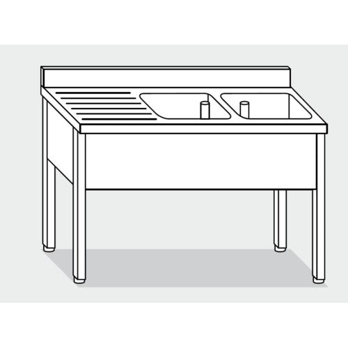 Lavello 140x70x85 acciaio inox 304 su gambe cucina ristorante RS5568