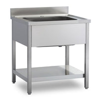 Lavello 140x70x85 acciaio inox 304 su gambe ripiano cucina ristorante RS5972