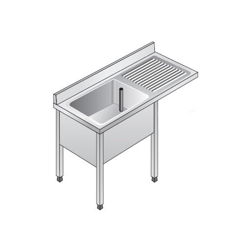 Lavello 140x70x85 acciaio inox 304 su gambe vano lavastoviglie RS5959