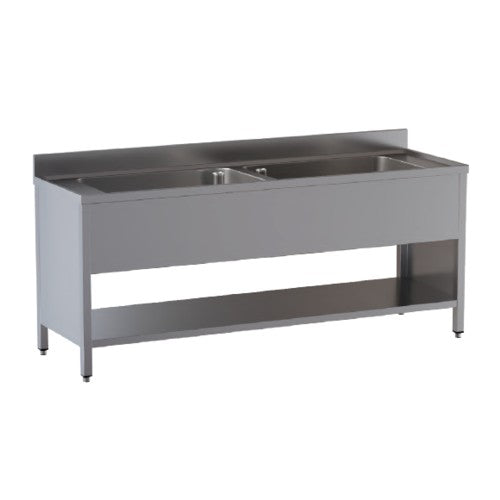 Lavello 160x60x85 acciaio inox 304 su fianchi ripiano cucina ristorante RS8326