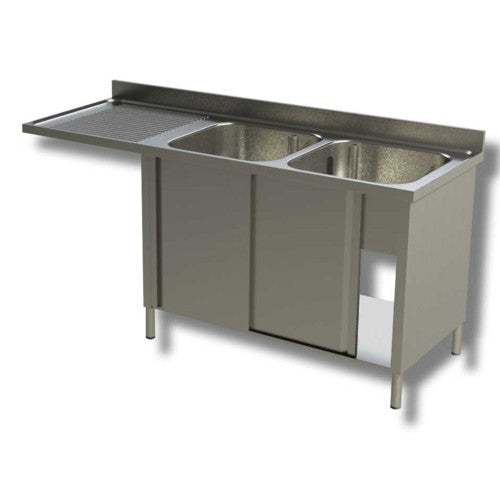 Lavello 160x60x85 acciaio inox 430 armadiato vano lavastoviglie cucina RS5025