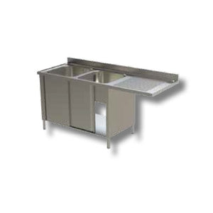 Lavello 160x70x85 acciaio inox 304 armadiato vano lavastoviglie cucina RS5945