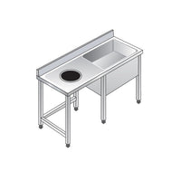 Lavello 160x70x85 acciaio inox 304 su gambe vano pattumiera RS5940