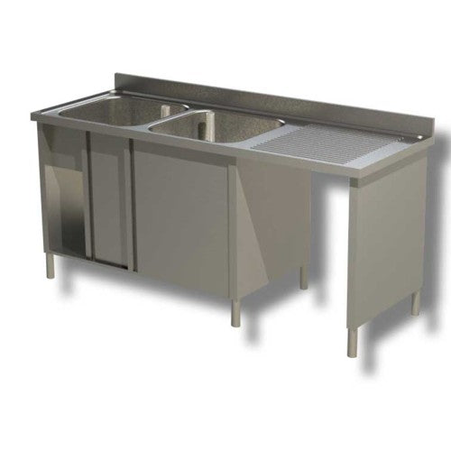 Lavello 180x60x85 acciaio inox 430 armadiato vano pattumiera cucina RS5080