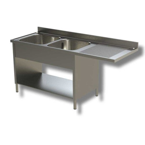 Lavello 180x60x85 acciaio inox 430 su fianchi ripiano vano lavastoviglie RS5000