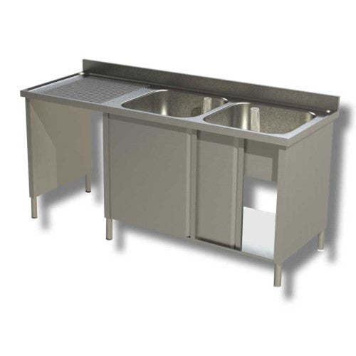 Lavello 180x70x85 acciaio inox 430 armadiato vano pattumiera cucina RS5089