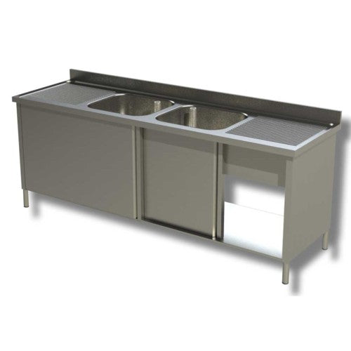 Lavello 200x60x85 acciaio inox 430 armadiato cucina ristorante pizzeria RS4909