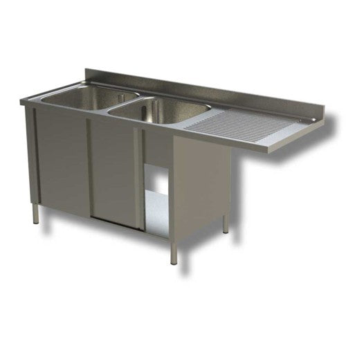 Lavello 200x70x85 acciaio inox 430 armadiato vano lavastoviglie cucina RS5024