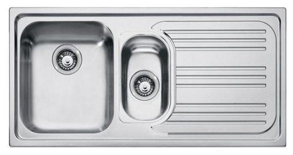 Lavello da cucina 2 vasche a sinistra ad incasso 100x50 cm acciaio inox modello rrx 651 radar 101.0053.244 franke