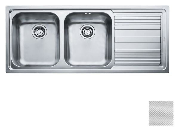 Lavello da cucina 2 vasche a sinistra ad incasso 116x50 cm acciaio inox modello logica line dekor 101.0086.271 franke