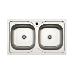 Lavello incasso cucina MP862V acciaio 86x50 cm due vasche