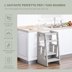 Scaletta per Bambini 3 Livelli 47x47x90 cm in HDPE Grigio