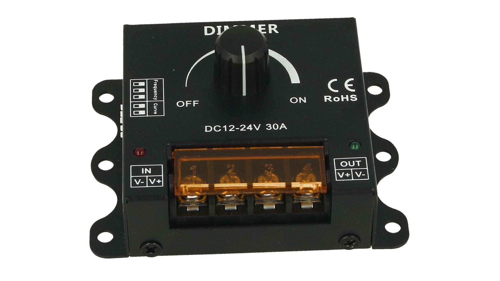 Led Dimmer PWM Manuale Con Rotella Frequenza e Curva Regolabile 12V 24V 30A DM110