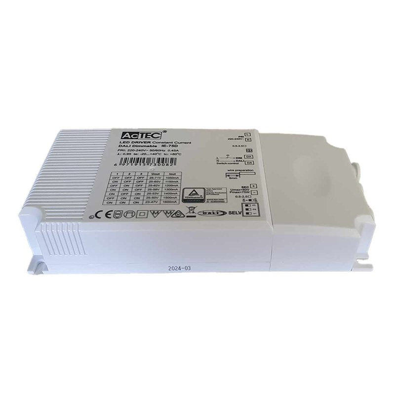 Led Driver 75W Dimmerabile DALI 2 Push Dimming Corrente Costante Configurabile 1050mA 1150mA 1200mA 1300mA 1400mA 1500mA 1600mA