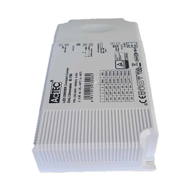 Led Driver 75W Dimmerabile DALI 2 Push Dimming Corrente Costante Configurabile 1050mA 1150mA 1200mA 1300mA 1400mA 1500mA 1600mA