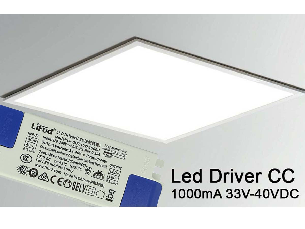 Led Driver CC 1000mA 33V-40VDC 40W Alimentatore Corrente Costante 1000mA Per Pannello Led 60X60cm