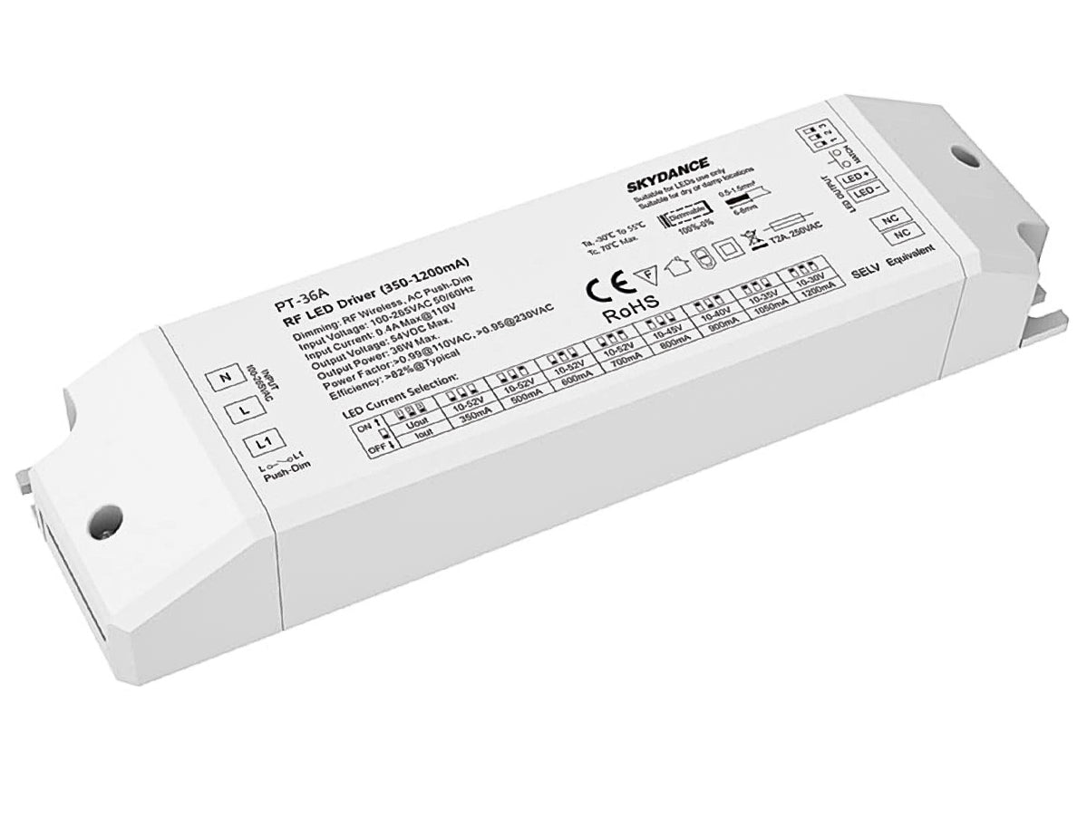 Led Driver CC Dimmerabile 25W Pulsante + RF Corrente Costante Modulare 250mA 300mA 350mA 400mA 500mA 600mA 700mA 900mA PT-25A