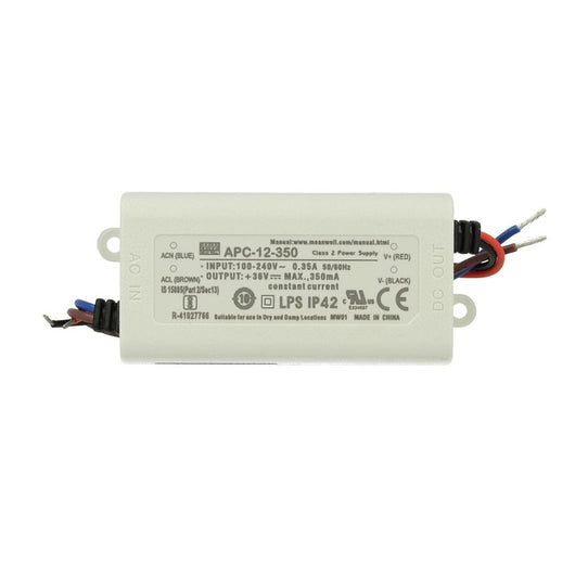 Led Driver CC MeanWell APC-12-350 Trasformatore 350mA 9V-36V DC 12W Corrente Costante IP42