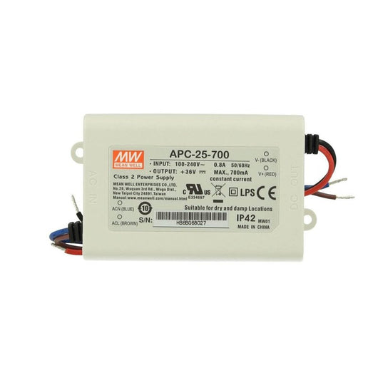 Led Driver CC MeanWell APC-25-700 Trasformatore 700mA 9V-36V DC 25W Corrente Costante IP42