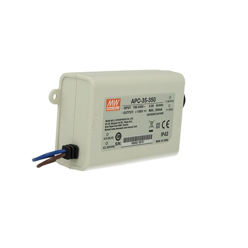 Led Driver CC MeanWell APC-35-350 Trasformatore 350mA 28V-100V DC 35W Corrente Costante IP42