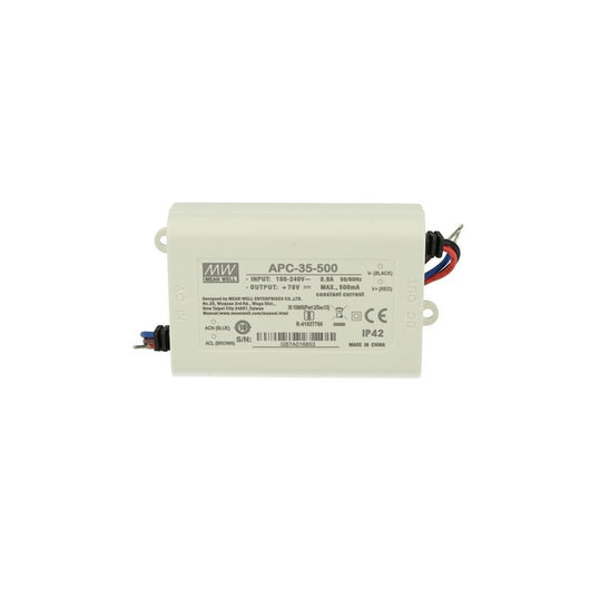 Led Driver CC MeanWell APC-35-500 Trasformatore 500mA 25V-70V DC 35W Corrente Costante IP42