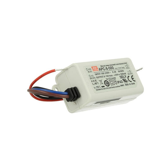 Led Driver CC MeanWell APC-8-500 Trasformatore 500mA 8V-16V DC 8W Corrente Costante IP42