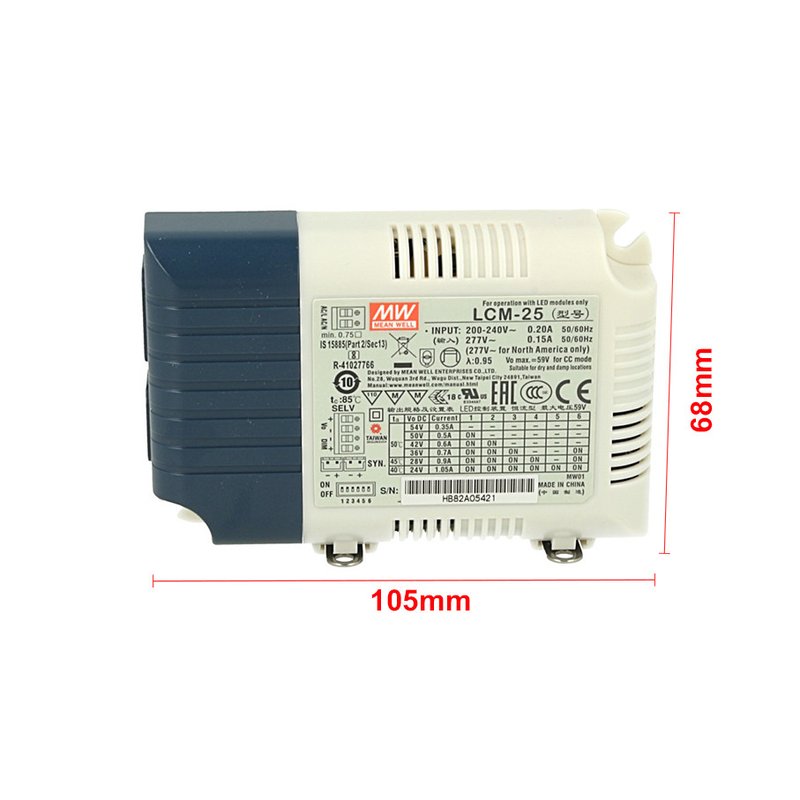 Led Driver CC Meanwell LCM-25 Dimmerabile 0-10V 10V PWM Corrente Costante Modulare 350/500/600/700/900/1050mA