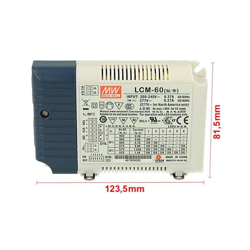 Led Driver CC Meanwell LCM-60 Dimmerabile 0/1-10V 10V PWM Resistance Corrente Costante Modulare 500/600/700/900/1050/1400mA