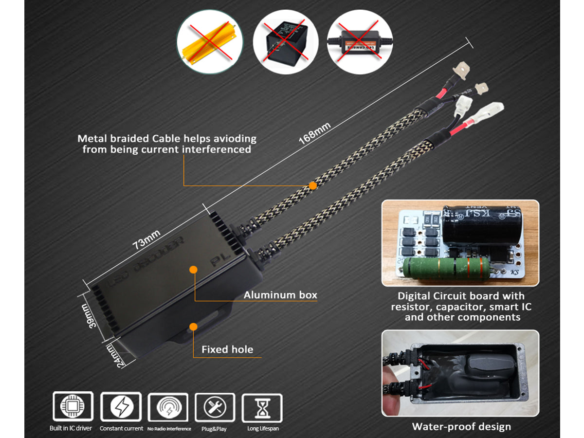 Led Warning Canceller H1 H3 12V Filtro Resistenza Cancella Errore Kit Full Led