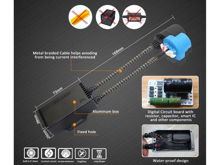 Led Warning Canceller HB1 9004 12V Filtro Resistenza Cancella Errore Kit Full Led