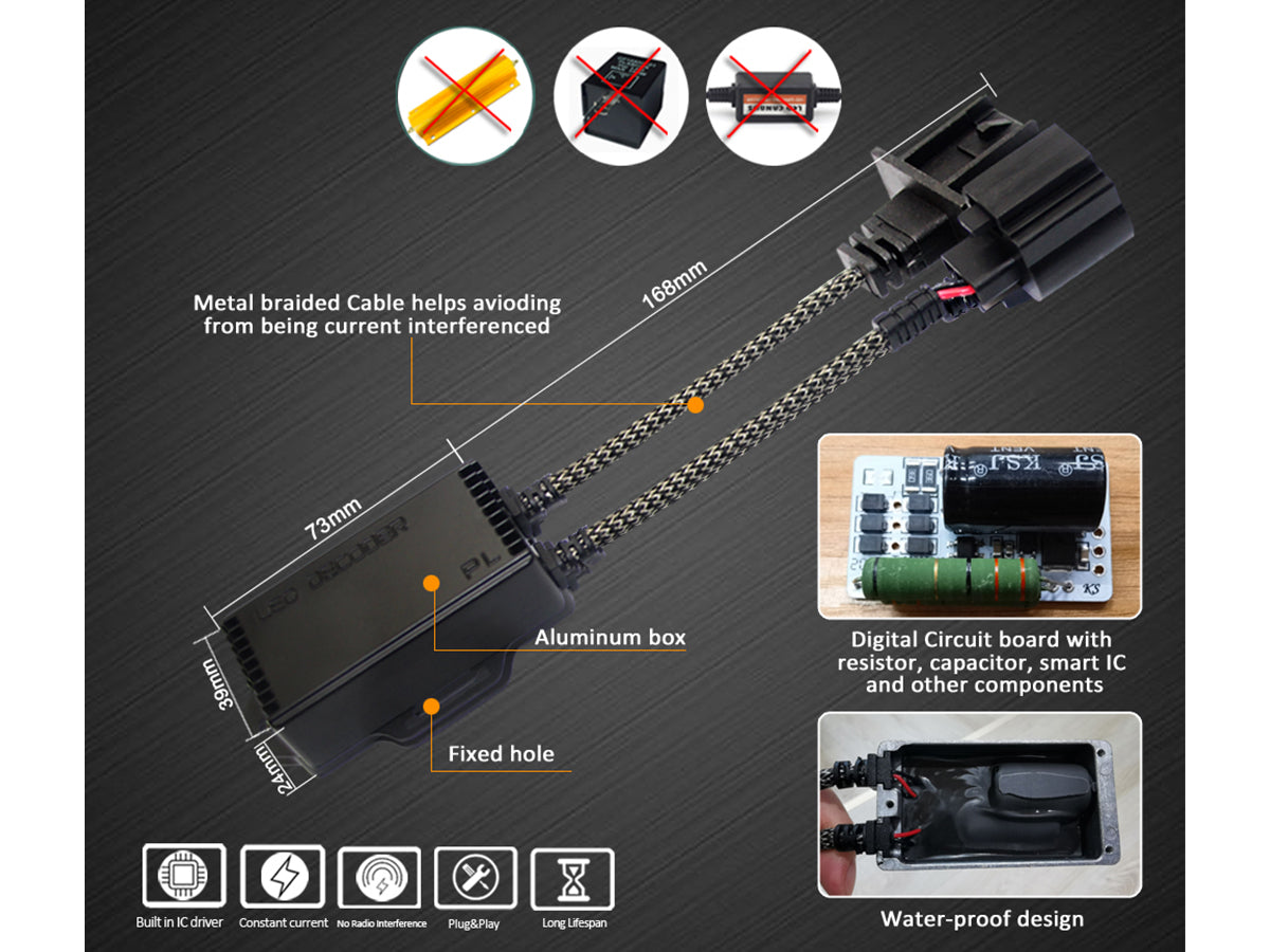 Led Warning Canceller HB5 9007 12V Filtro Resistenza Cancella Errore Kit Full Led