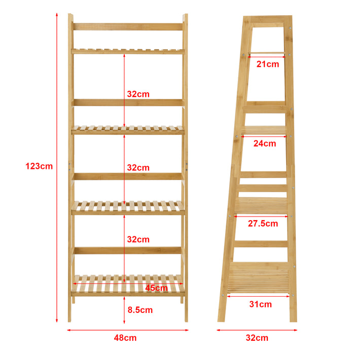 Scaffale a Scala Vinje con 4 Ripiani - bambù [en.casa]