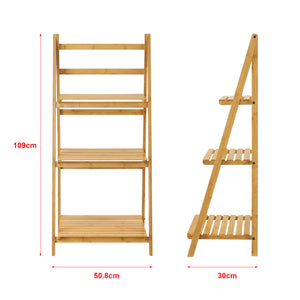 Scaffale a Scala 'Lapua' con 3 Ripiani - Mobile Pieghevole in bambù per Cucina/Bagno [en.casa]