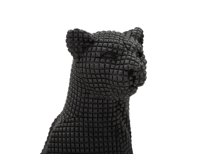 Leopardo seduto, poliresina nero 15x10x27cm