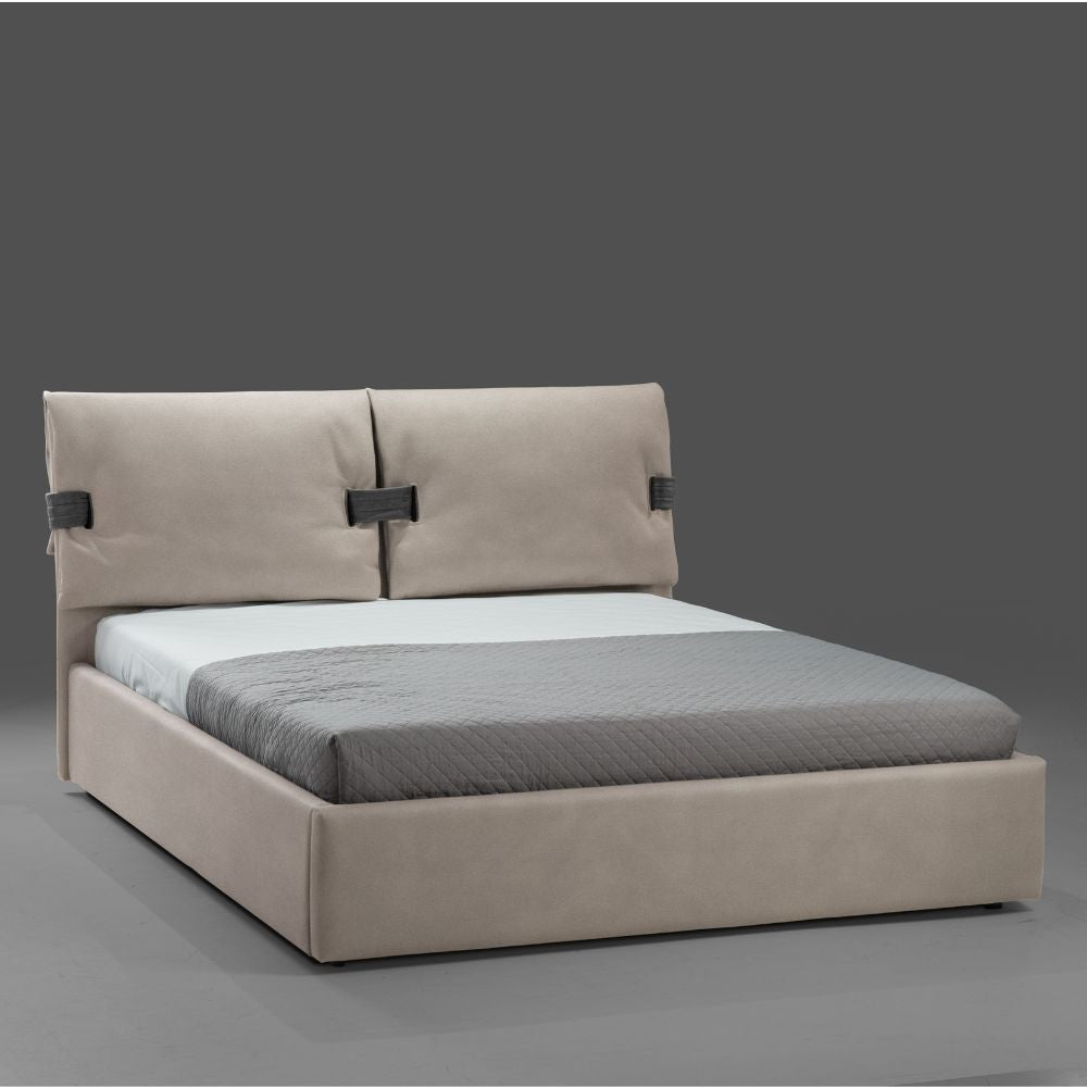 Letto matrimoniale contenitore Grenoble tessuto beige