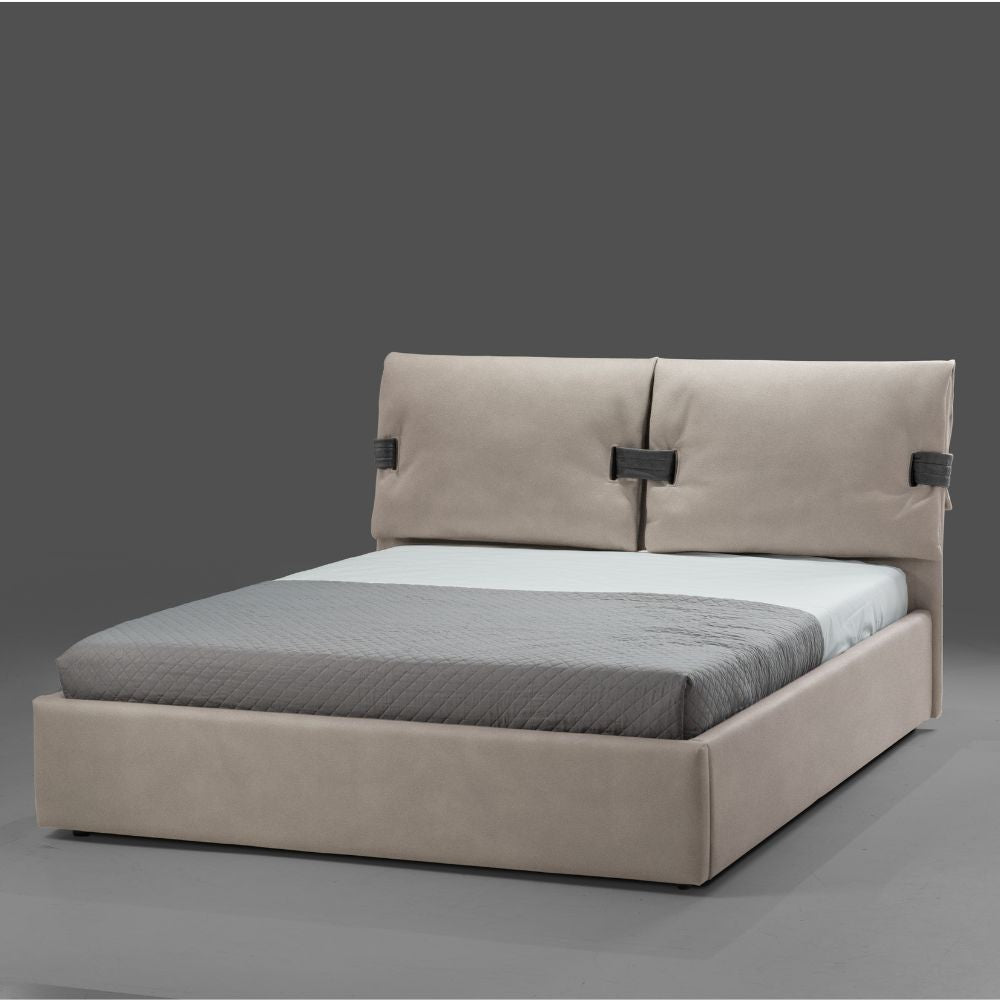 Letto matrimoniale contenitore Grenoble tessuto beige