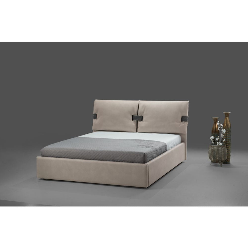 Letto matrimoniale contenitore Grenoble tessuto beige