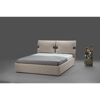 Letto matrimoniale contenitore Grenoble tessuto beige