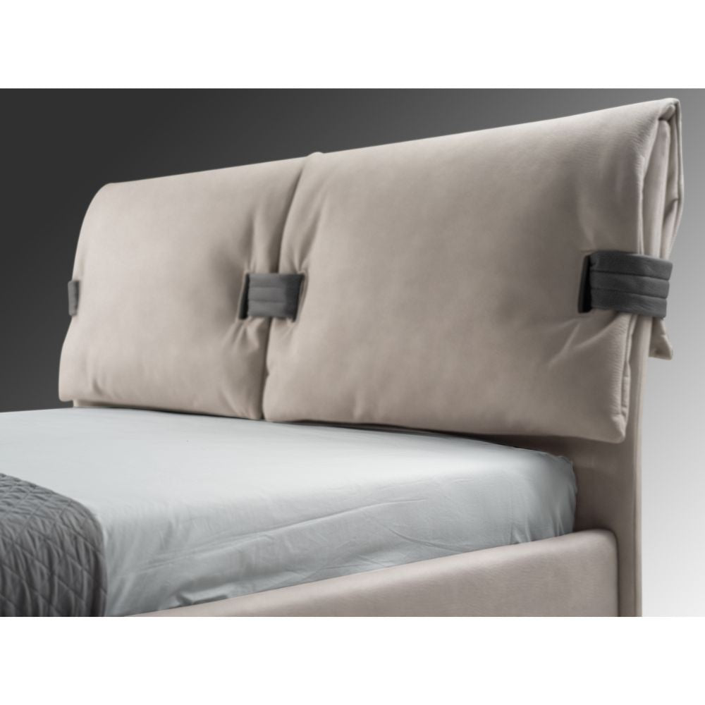 Letto matrimoniale contenitore Grenoble tessuto beige