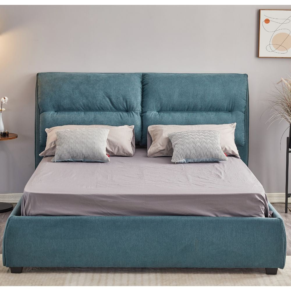 Letto matrimoniale contenitore Safira tessuto blu